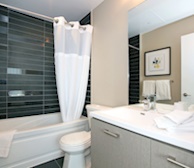 Master Bathroom Soaker Tub Fully Furnished Apartment Suite Toronto