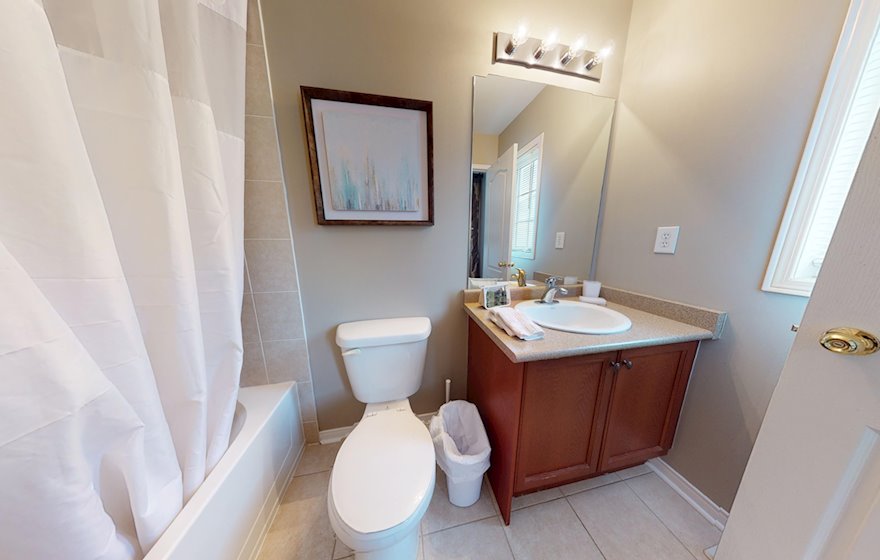 Master Bathroom Soaker Tub Fully Furnished Apartment Suite Burlington