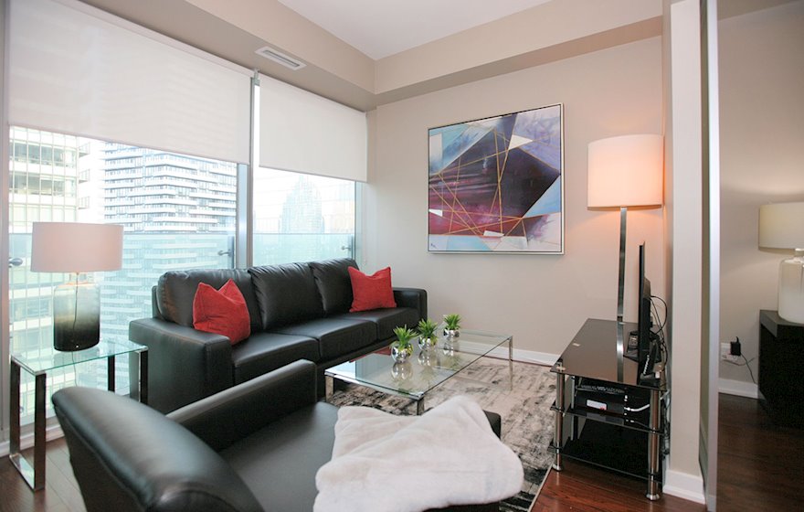 Living Room Free WiFi Fully Furnished Apartment Suite Toronto