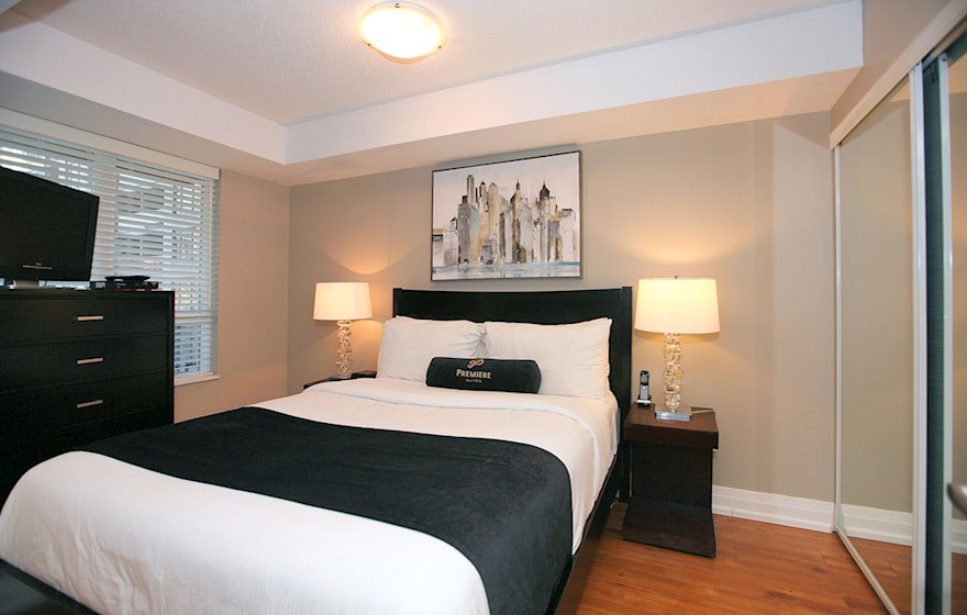 Master Bedroom Queen Mattress Fully Furnished Apartment Suite Toronto