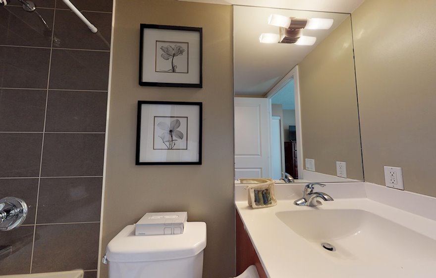 Master Bathroom Soaker Tub Fully Furnished Apartment Suite Mississauga