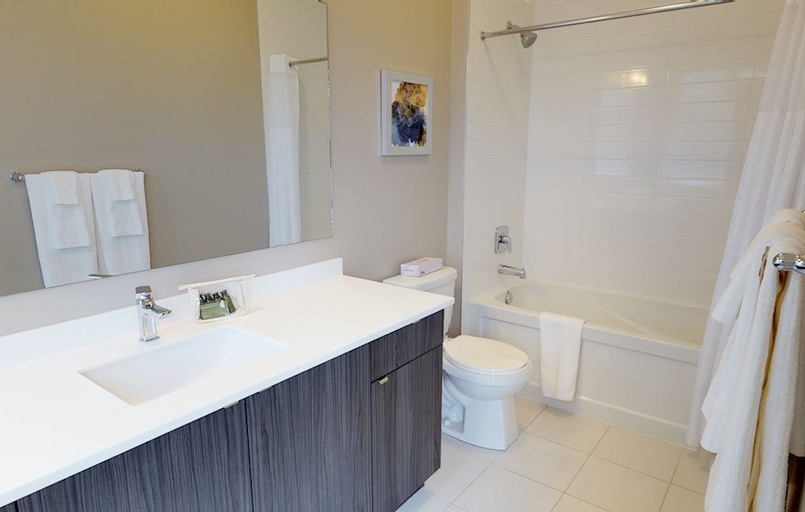 Master Bathroom Soaker Tub Fully Furnished Apartment Suite Oakville