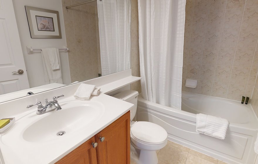 Principal Bathroom Soaker Tub Fully Furnished Apartment Suite North York