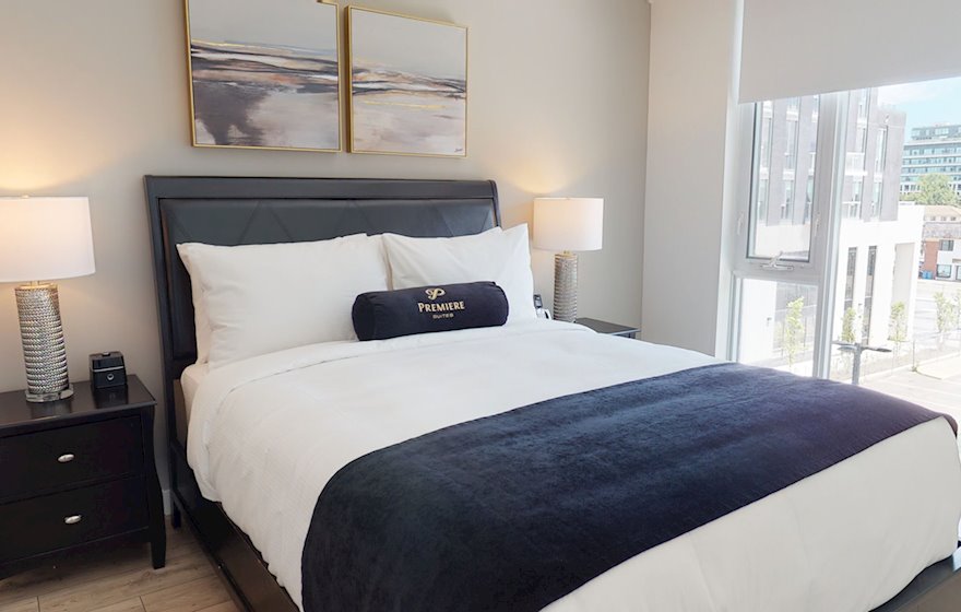 Principal Bedroom Queen Mattress Fully Furnished Apartment Suite Oakville