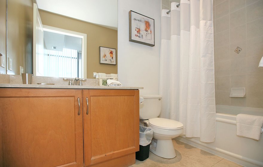 Master Bathroom Soaker Tub Fully Furnished Apartment Suite Toronto